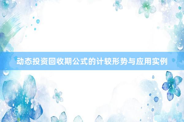 动态投资回收期公式的计较形势与应用实例