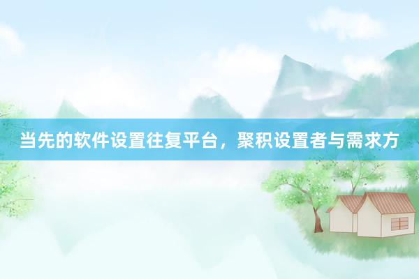 当先的软件设置往复平台，聚积设置者与需求方