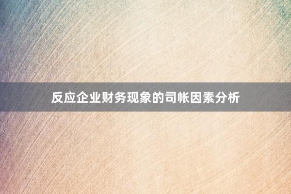 反应企业财务现象的司帐因素分析